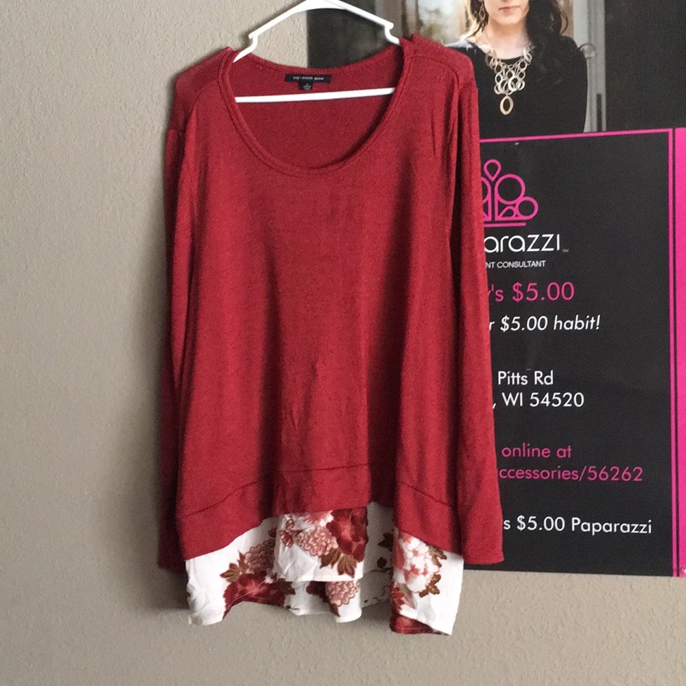 Plus size floral bottom long sleeve